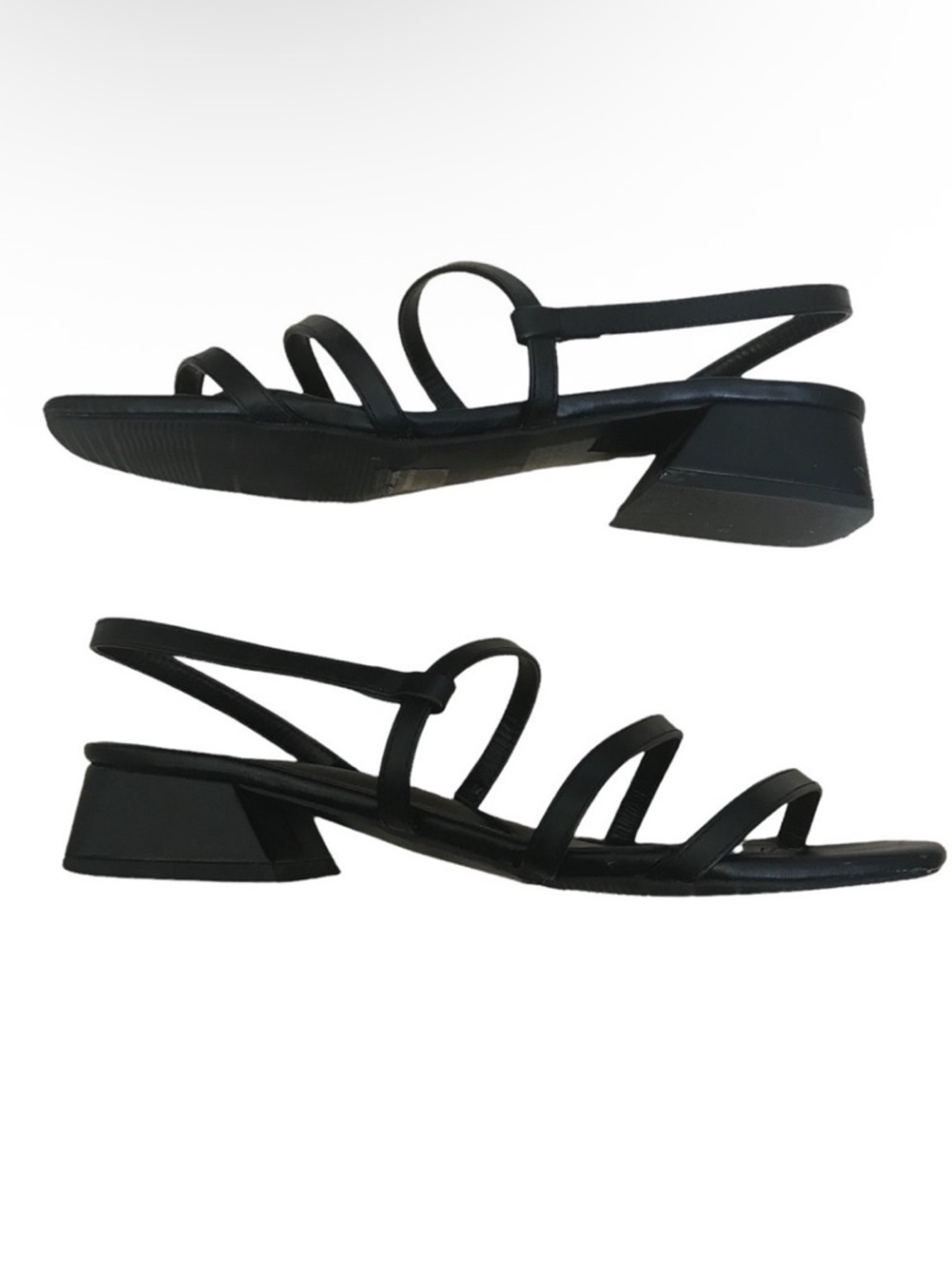Greatonu Black Strappy Block Heel Sandal Size 8